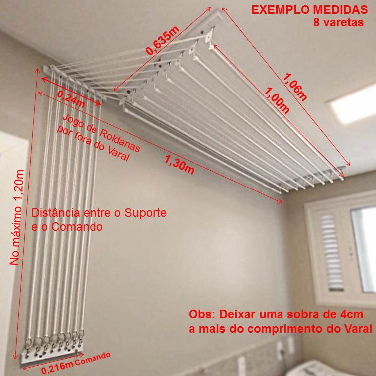 Varal Individual de Teto com Jogo de Roldanas Preto