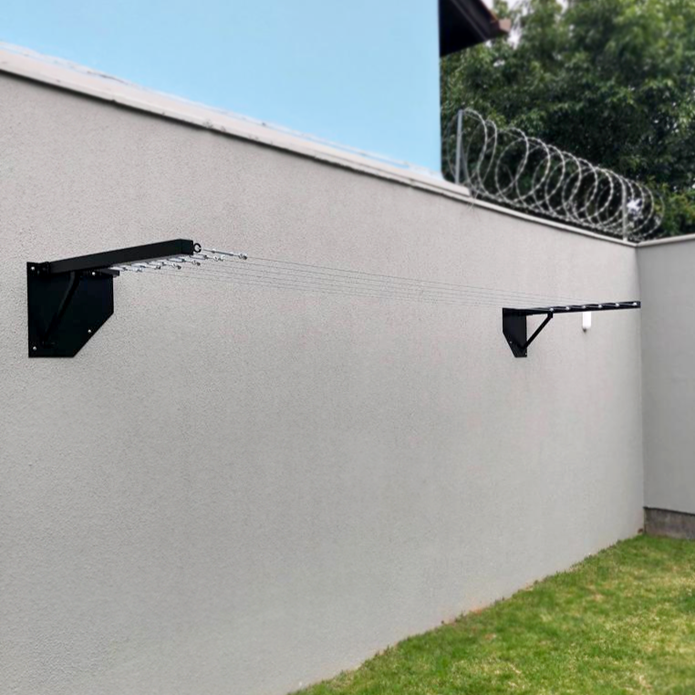 Varal Artesanal de Muro Retrátil Preto