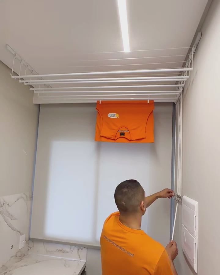 Varal Individual de Teto e Parede com Jogo de Roldanas