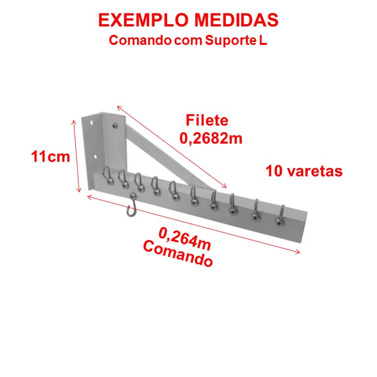 Varal Individual de Parede a Parede Comando com Suporte L