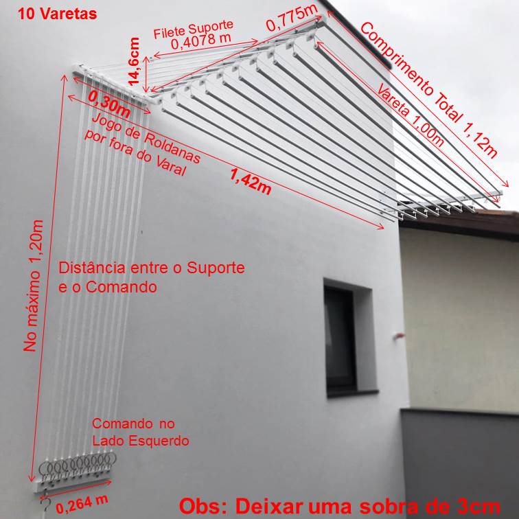Varal Individual de Parede com Jogo de Roldanas