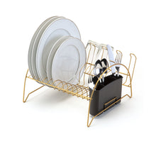 Carregar imagem no visualizador da galeria, Escorredor de Louça Fan com Porta Copos Dourado Fosco Arthi
