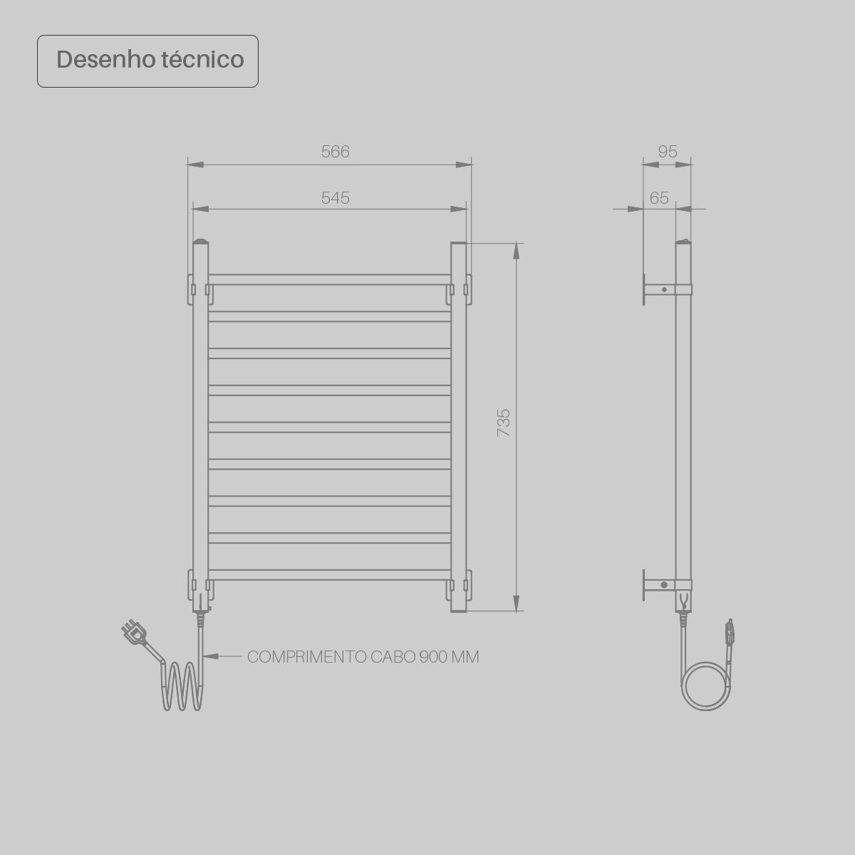 Toalheiro Térmico Quadratto Preto Seccare