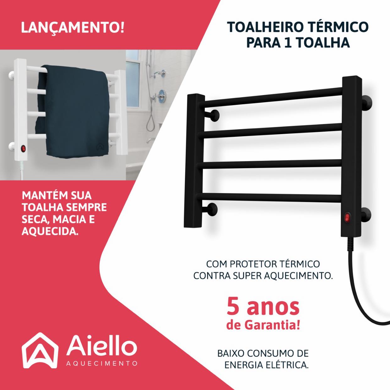 Toalheiro Térmico 1 Toalha Branco Aiello