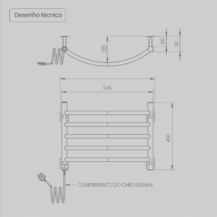 Toalheiro Térmico Decorato Curvo Branco Seccare