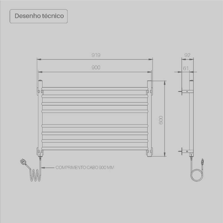 Toalheiro Térmico Famiglia Reto Branco Seccare