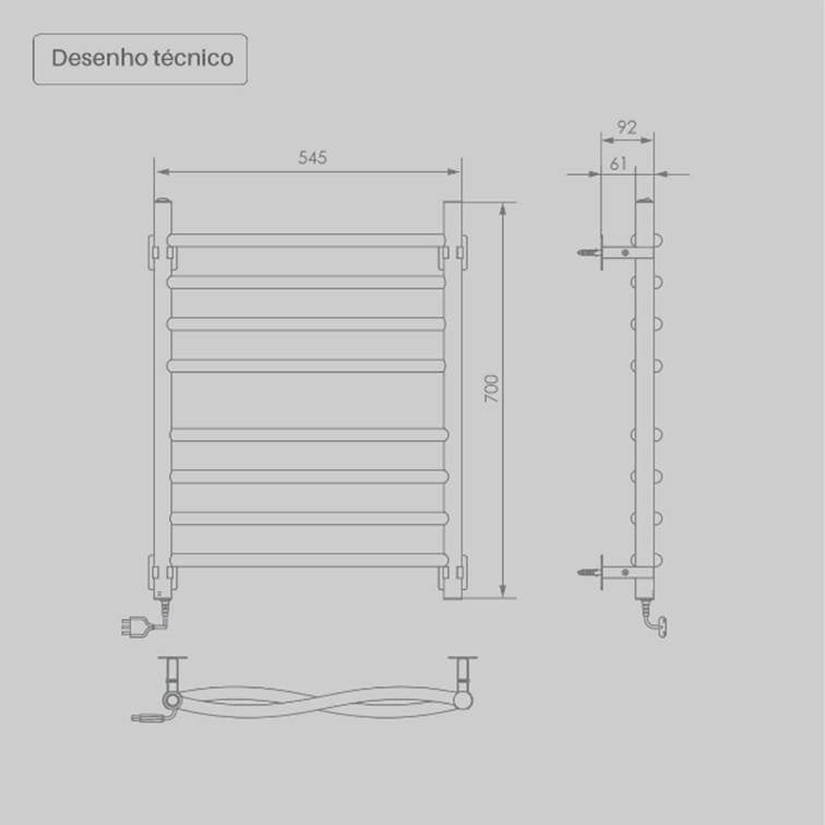 Toalheiro Térmico Ondata Preto Seccare