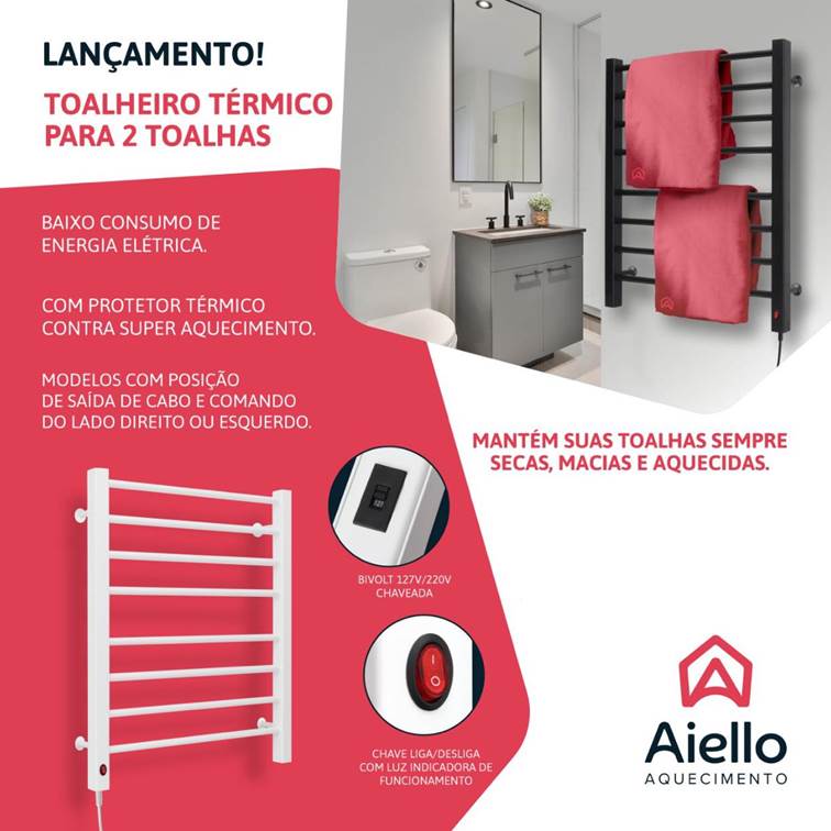 Toalheiro Térmico 2 Toalhas Preto Aiello