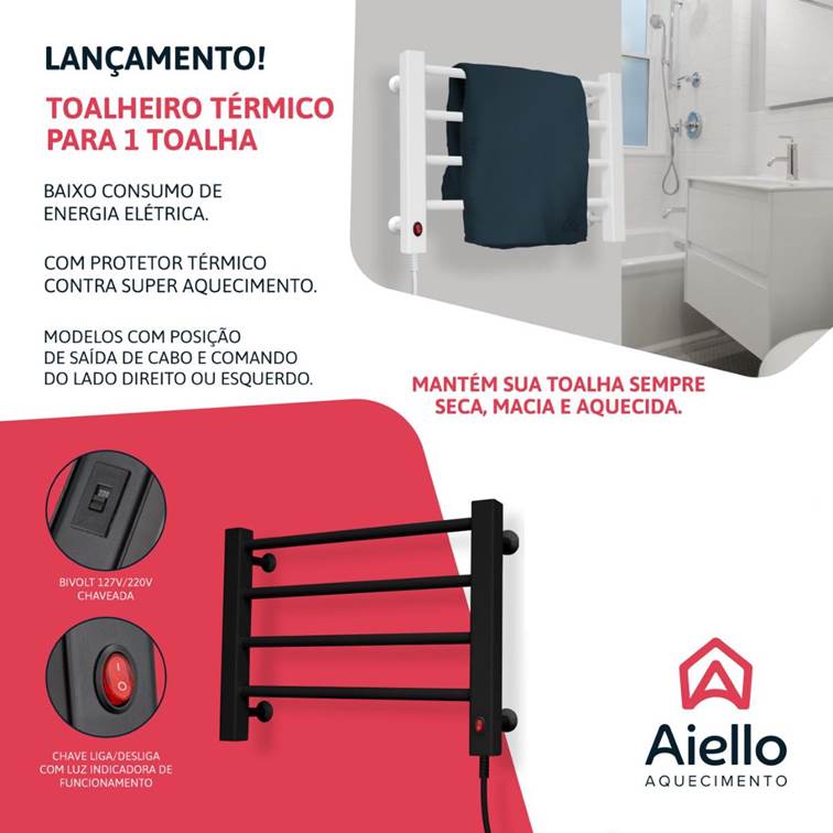 Toalheiro Térmico 1 Toalha Branco Aiello